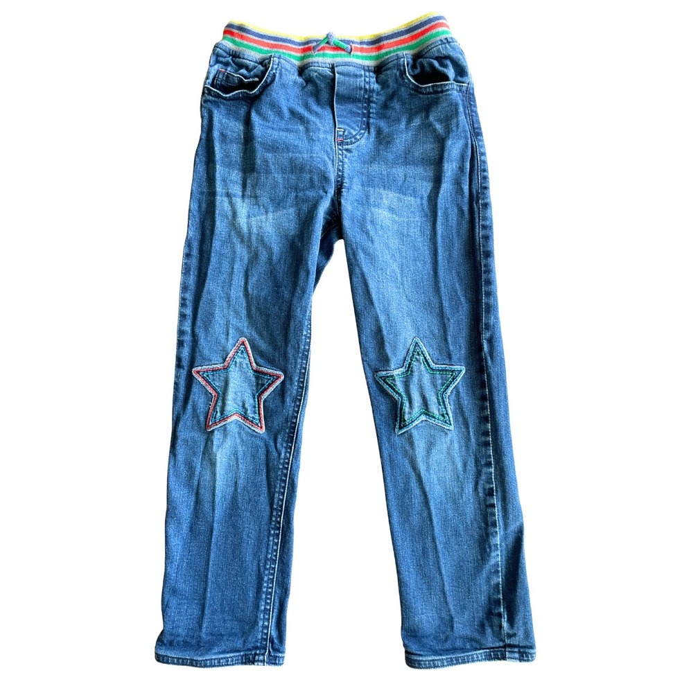 Mini Boden Kids Star Embroiderd Applique Denim Jeans - Sz 6Y